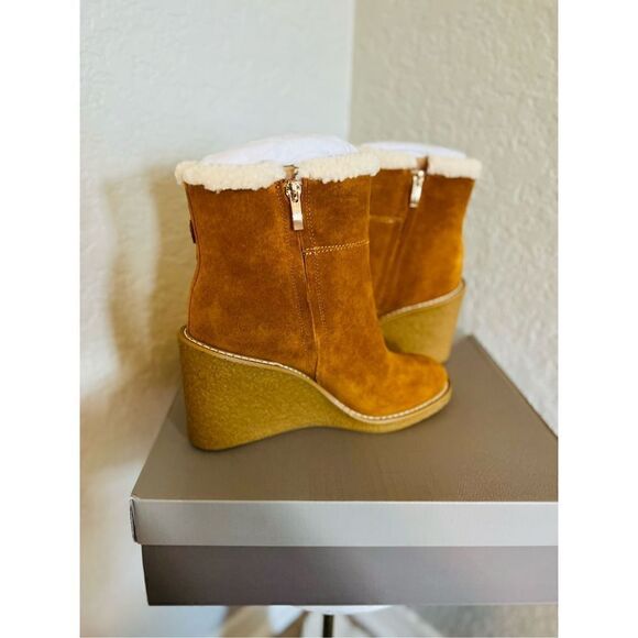 FRANCO SARTO Ulayna Water Resistant Suede Fleece Wedge Bootie,‎ Brown, 8.5, NWT - Picture 16 of 17